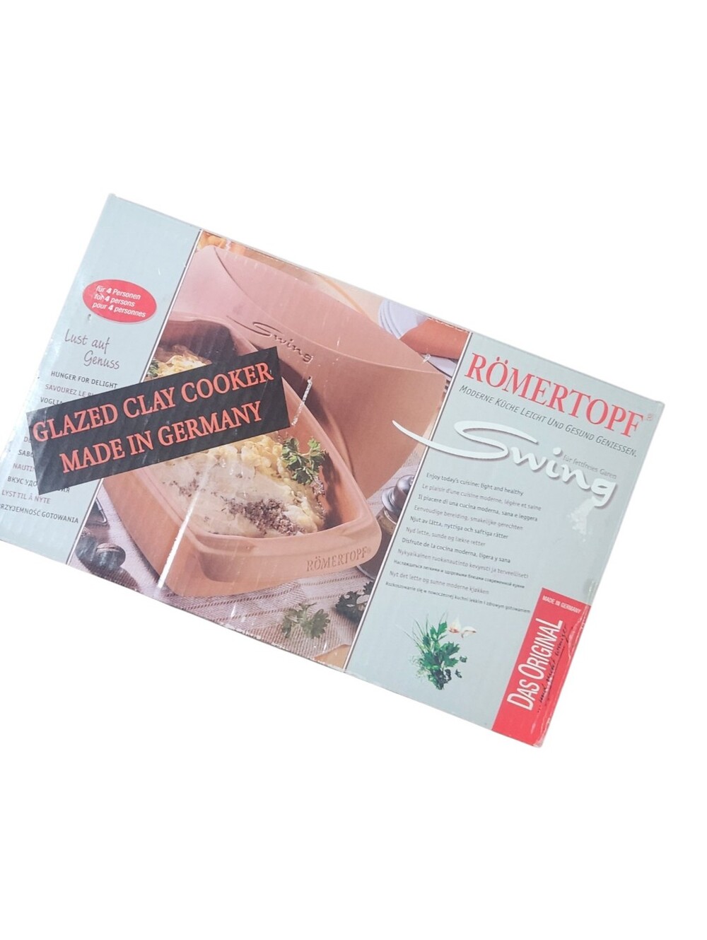 Romertopf Glazed Clay Cooker German Made New in Box Swing